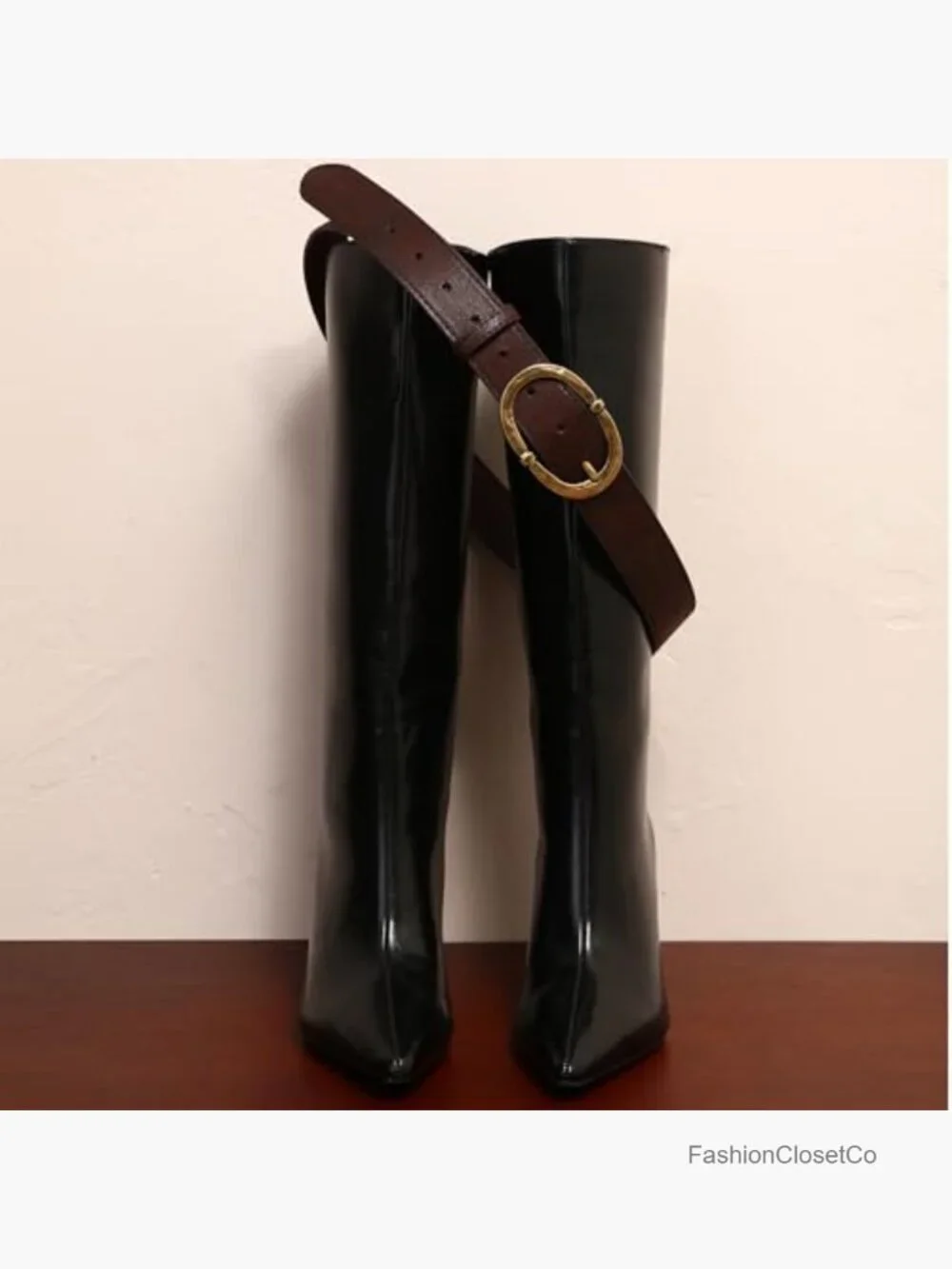 Faux Leather Western Belt with Vintage Buckle for Women